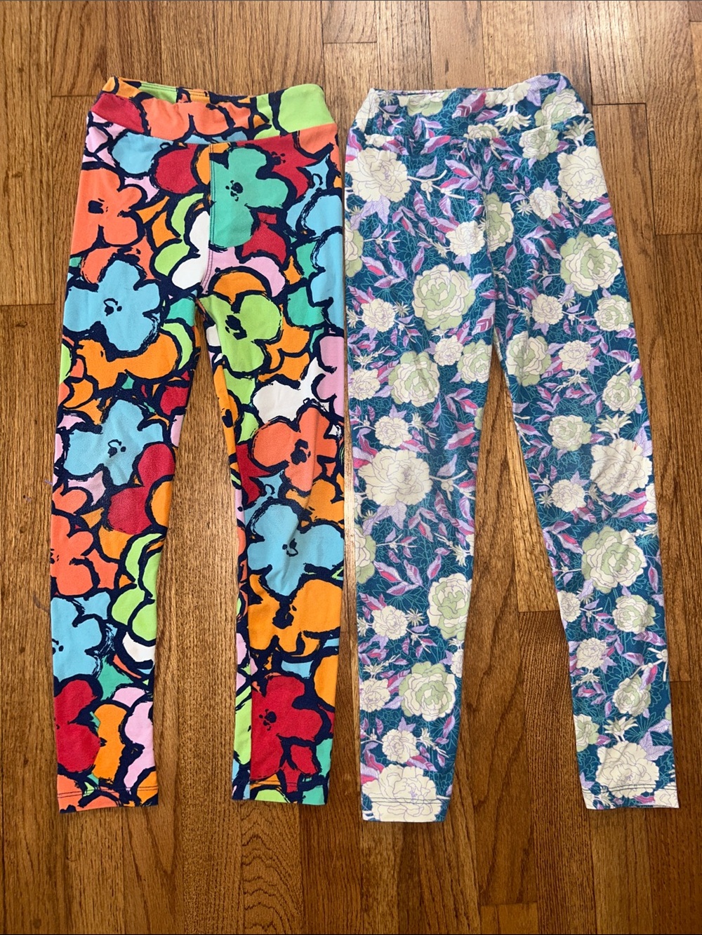 Girls Lularoe Floral Print Leggings - Bright Multicolor size Large/ XL